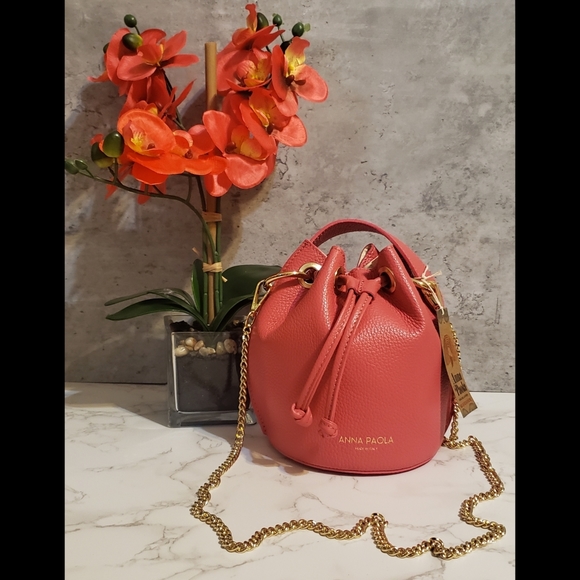 Anna Paola Bags | Anna Paola Coral Leather Bucket Bag | Poshmark